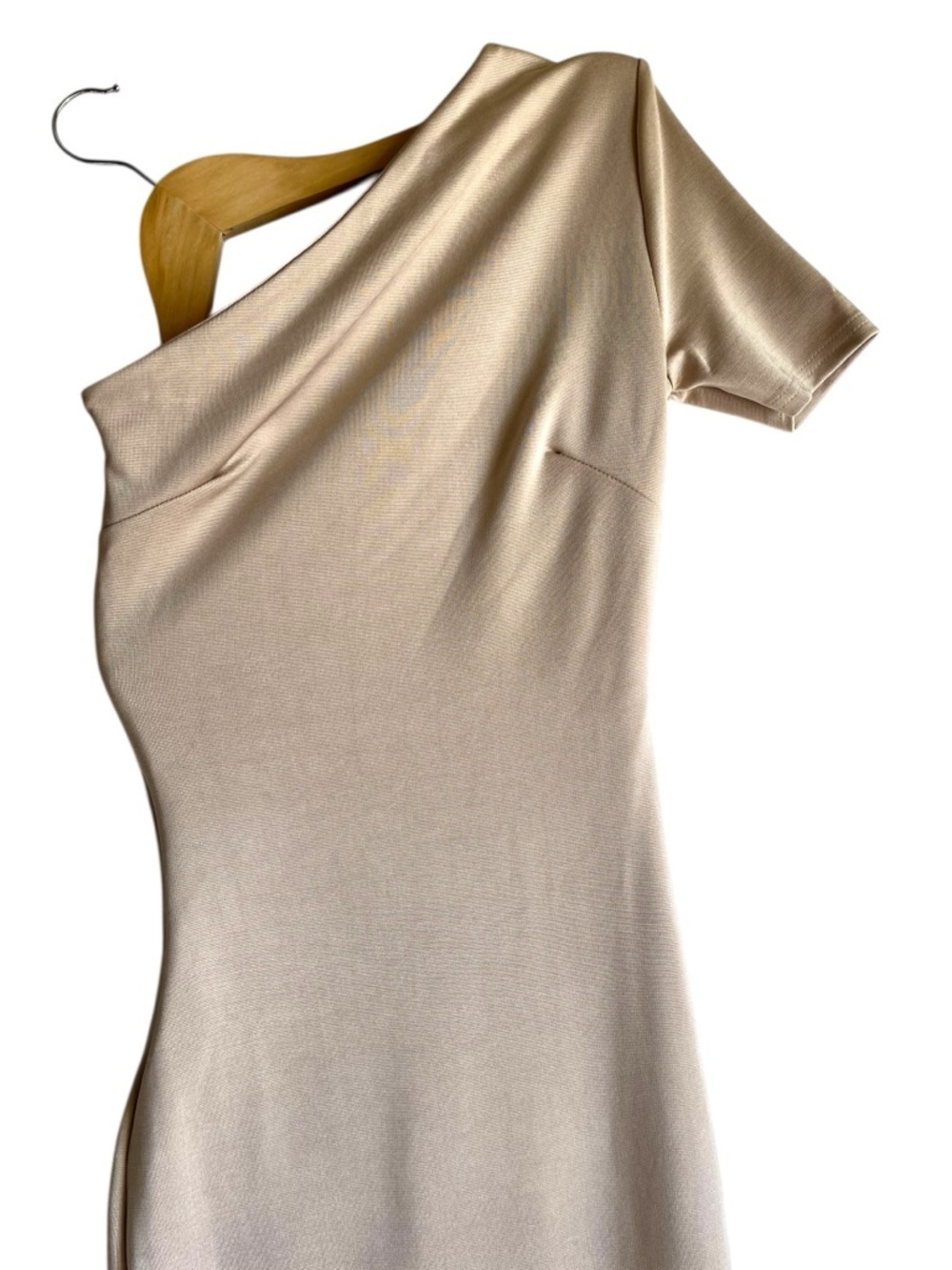 ASOS One Shoulder Bandage Midaxi Dress Beige Size US 2 NWT - Picture 5 of 14